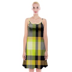 Tartan Pattern Background Fabric Design Spaghetti Strap Velvet Dress