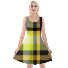 Tartan Pattern Background Fabric Design Reversible Velvet Sleeveless Dress