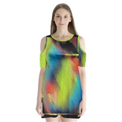 Punctulated Colorful Ground Noise Nervous Sorcery Sight Screen Pattern Shoulder Cutout Velvet  One Piece by Simbadda