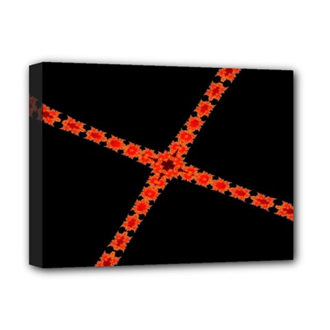 Red Fractal Cross Digital Computer Graphic Deluxe Canvas 16  X 12   by Simbadda