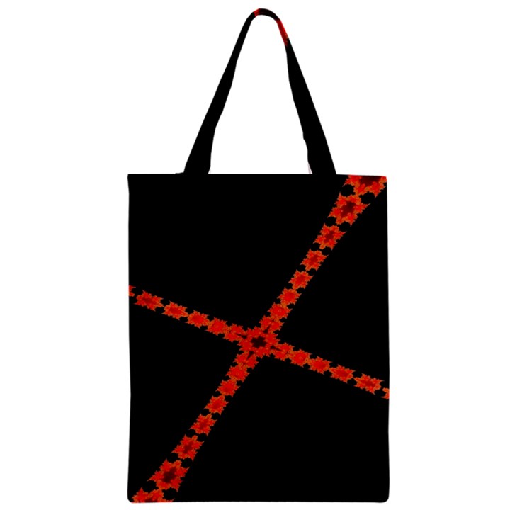 Red Fractal Cross Digital Computer Graphic Zipper Classic Tote Bag