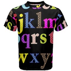 Alphabet Letters Colorful Polka Dots Letters In Lower Case Men s Cotton Tee by Simbadda