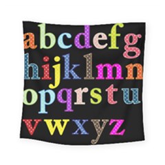 Alphabet Letters Colorful Polka Dots Letters In Lower Case Square Tapestry (small) by Simbadda