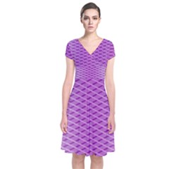 Abstract Lines Background Pattern Short Sleeve Front Wrap Dress by Simbadda