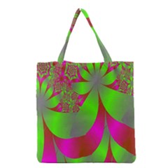 Green And Pink Fractal Grocery Tote Bag by Simbadda