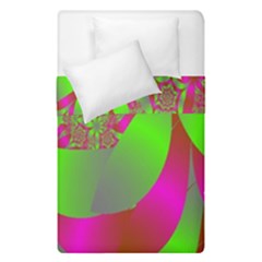 Green And Pink Fractal Duvet Cover Double Side (single Size) by Simbadda