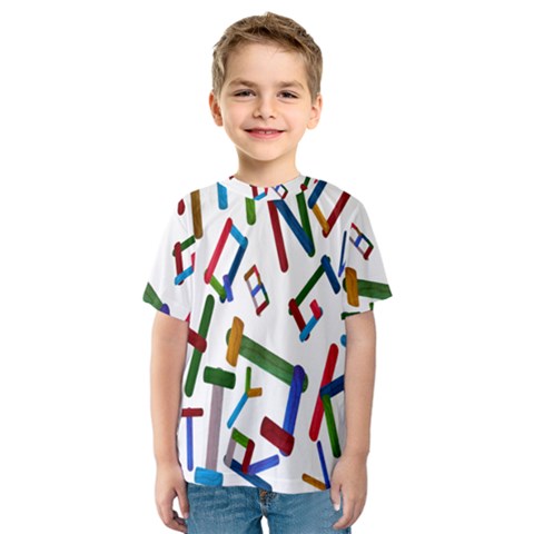 Colorful Letters From Wood Ice Cream Stick Isolated On White Background Kids  Sport Mesh Tee by Simbadda