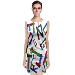 Colorful Letters From Wood Ice Cream Stick Isolated On White Background Classic Sleeveless Midi Dress by Simbadda