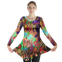 Alien World Digital Computer Graphic Long Sleeve Tunic  by Simbadda