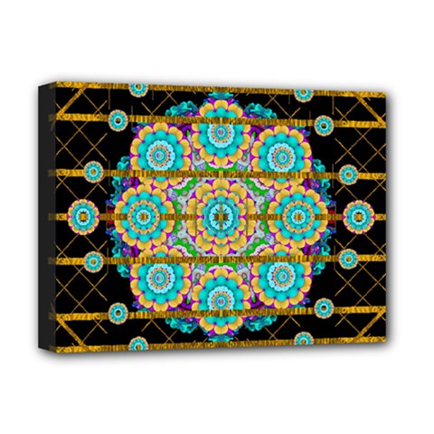 Gold Silver And Bloom Mandala Deluxe Canvas 16  X 12  