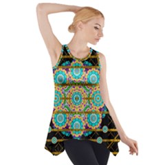 Gold Silver And Bloom Mandala Side Drop Tank Tunic by pepitasart