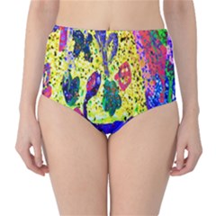 Grunge Abstract Yellow Hand Grunge Effect Layered Images Of Texture And Pattern In Yellow White Black High-waist Bikini Bottoms by Simbadda