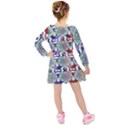 Digital Patterned Ornament Computer Graphic Kids  Long Sleeve Velvet Dress View2