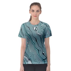 Fractal Waves Background Wallpaper Women s Sport Mesh Tee