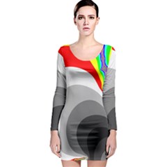 Background Image With Color Shapes Long Sleeve Bodycon Dress by Simbadda