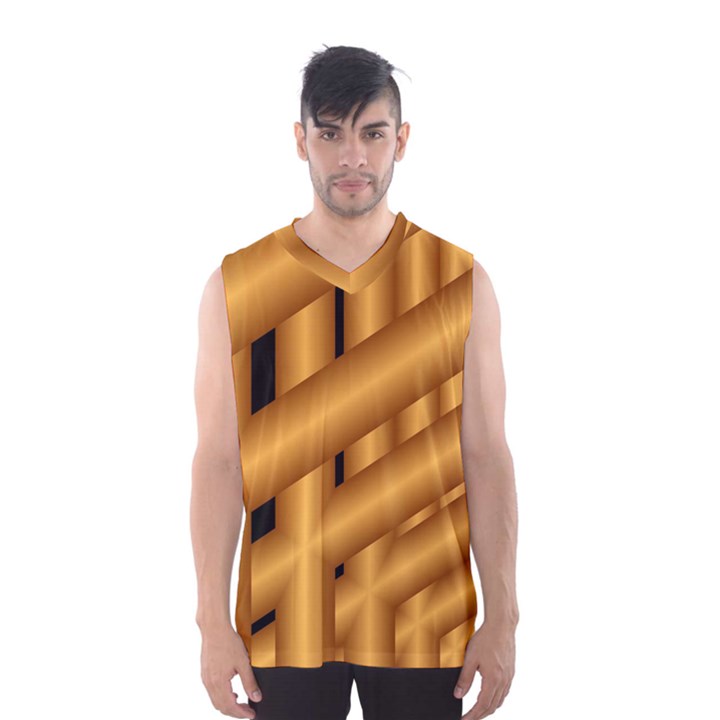 Fractal Background With Gold Pipes Men s Basketball Tank Top