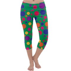 Polka Dots Capri Yoga Leggings by Valentinaart