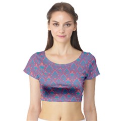 Pattern Short Sleeve Crop Top (Tight Fit)