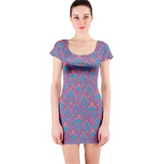 Pattern Short Sleeve Bodycon Dress