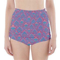 Pattern High-Waisted Bikini Bottoms