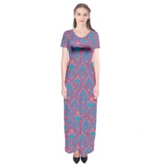 Pattern Short Sleeve Maxi Dress