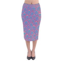 Pattern Velvet Midi Pencil Skirt