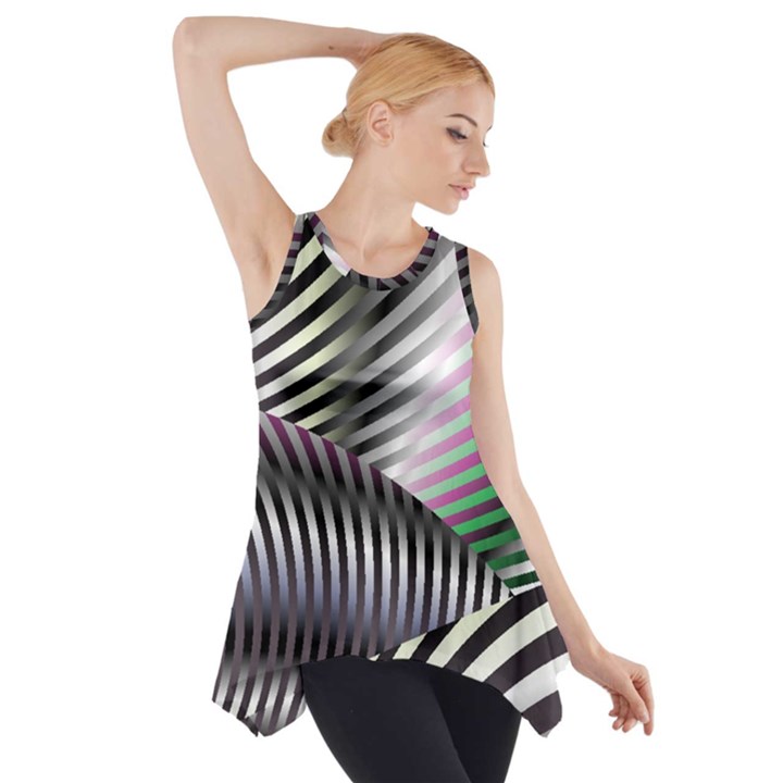 Fractal Zebra Pattern Side Drop Tank Tunic