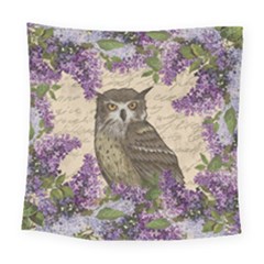 Vintage Owl And Lilac Square Tapestry (large) by Valentinaart