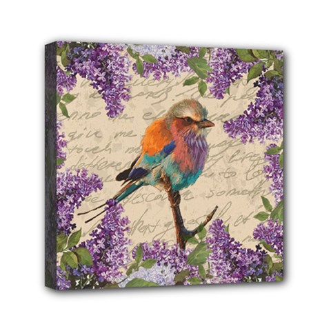 Vintage Bird And Lilac Mini Canvas 6  X 6  by Valentinaart