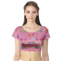 Toys pattern Short Sleeve Crop Top (Tight Fit)
