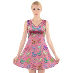 Toys pattern V-Neck Sleeveless Skater Dress