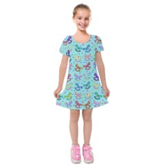 Toys pattern Kids  Short Sleeve Velvet Dress