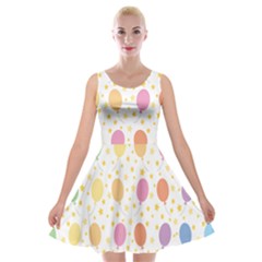 Balloon Star Rainbow Velvet Skater Dress by Mariart