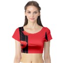 Flower Floral Red Back Sakura Short Sleeve Crop Top (Tight Fit) View1