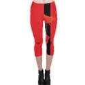 Flower Floral Red Back Sakura Capri Leggings  View1