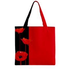 Flower Floral Red Back Sakura Zipper Grocery Tote Bag by Mariart