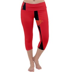 Flower Floral Red Back Sakura Capri Yoga Leggings