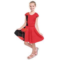 Flower Floral Red Back Sakura Kids  Short Sleeve Dress