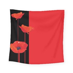 Flower Floral Red Back Sakura Square Tapestry (Small)