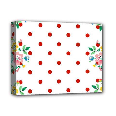 Flower Floral Polka Dot Orange Deluxe Canvas 14  x 11 