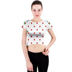 Flower Floral Polka Dot Orange Crew Neck Crop Top