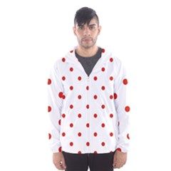 Flower Floral Polka Dot Orange Hooded Wind Breaker (Men)