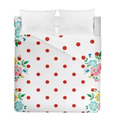 Flower Floral Polka Dot Orange Duvet Cover Double Side (Full/ Double Size)