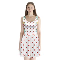 Flower Floral Polka Dot Orange Split Back Mini Dress 