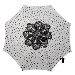Batik Rain Black Flower Spot Hook Handle Umbrellas (large) by Mariart