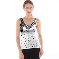 Batik Rain Black Flower Spot Tank Top by Mariart