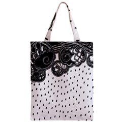 Batik Rain Black Flower Spot Zipper Classic Tote Bag by Mariart