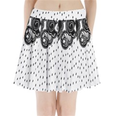 Batik Rain Black Flower Spot Pleated Mini Skirt by Mariart