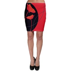Flower Floral Red Black Sakura Line Bodycon Skirt by Mariart