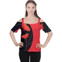 Flower Floral Red Black Sakura Line Women s Cutout Shoulder Tee View1